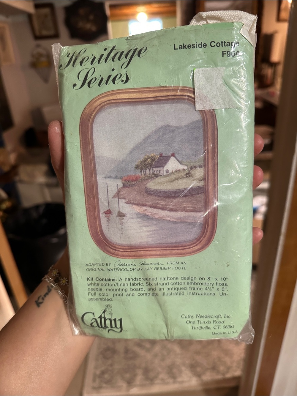 Cathy Needlecraft Heritage Series "Lakeside Cottage" Embroidery Kit - opened